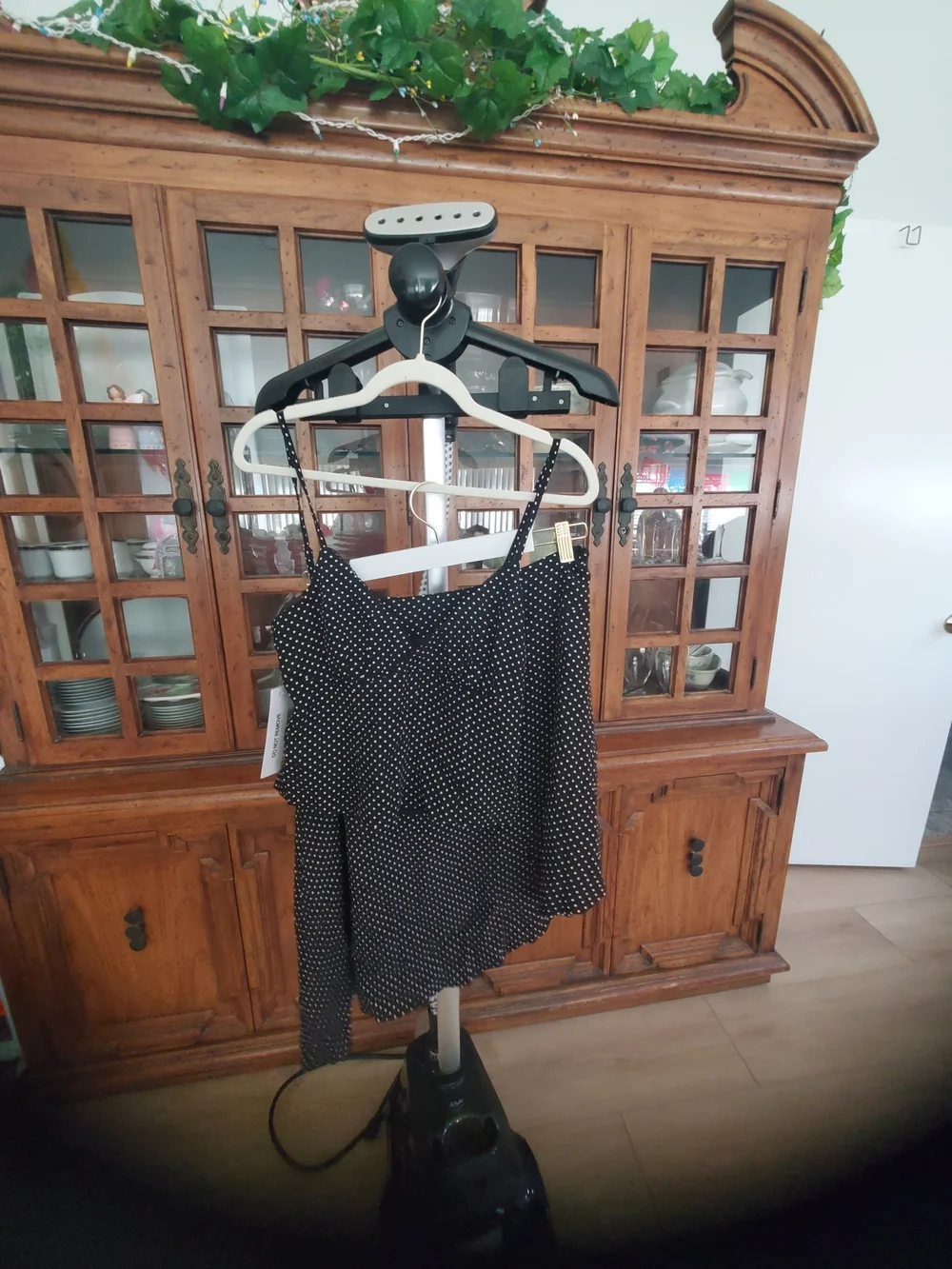 Black Polka Dot Asymmetric Midi Skirt Set  Size 4